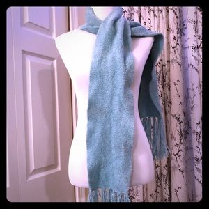 Warm scarf with fringe. Baby blue
